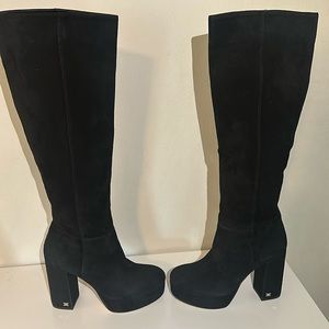Size 5 black suede Sam Edelman heel boots great shape and great condition
